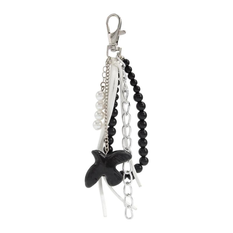 

Fashionable Ceramic Bird Keychain with Alloy Detailing Pants Chain Ornament Suitable for Keys or Fashion Accessories чорний