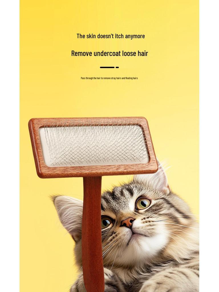 Solid Wood Pet Deshedding Comb for Cats & Dogs – Grooming & Hair Removal Brush for Long-Haired Breeds