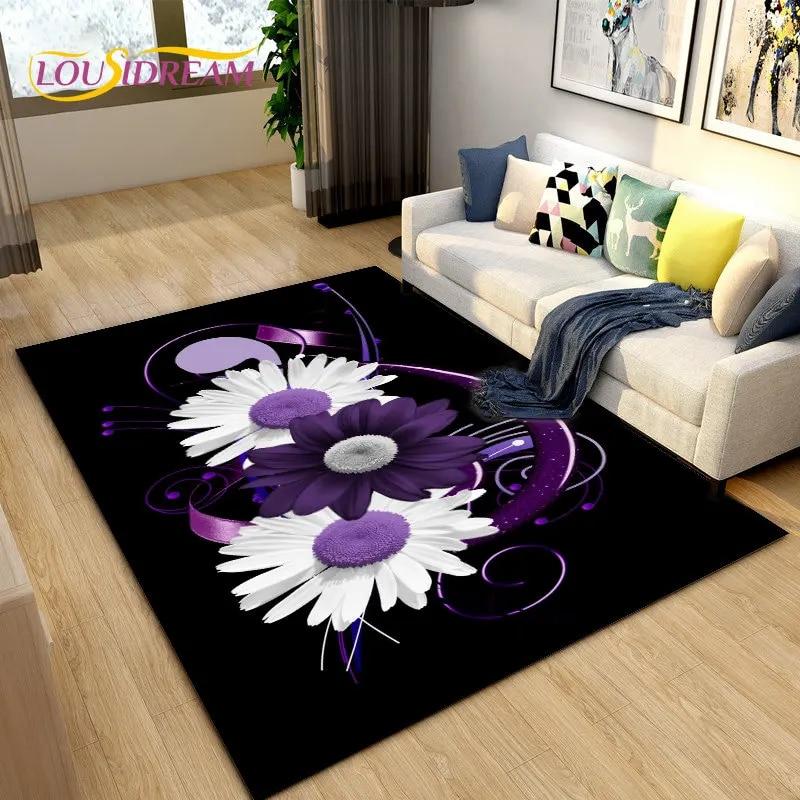 3D Daisy Flower Pattern Area Rug,Carpet Rug for Living Room Bedroom Sofa Doormat Kitchen Decoration,Kids Play Non-slip Floor Mat