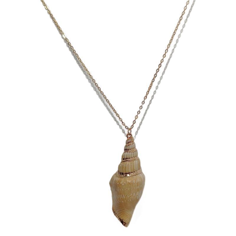 Collana con Ciondolo Conchiglia Placcata Oro - Accessorio Creativo Naturale in Conchiglia per Clavicola da Donna