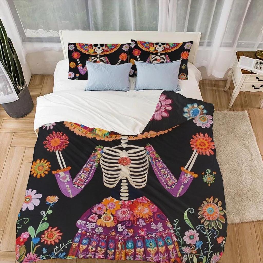 Skull Comforter Covers Printed Duvet Cover Bedding Set Suitable Children'S Kids And Adults Warm Soft Breathable And Comfortable
