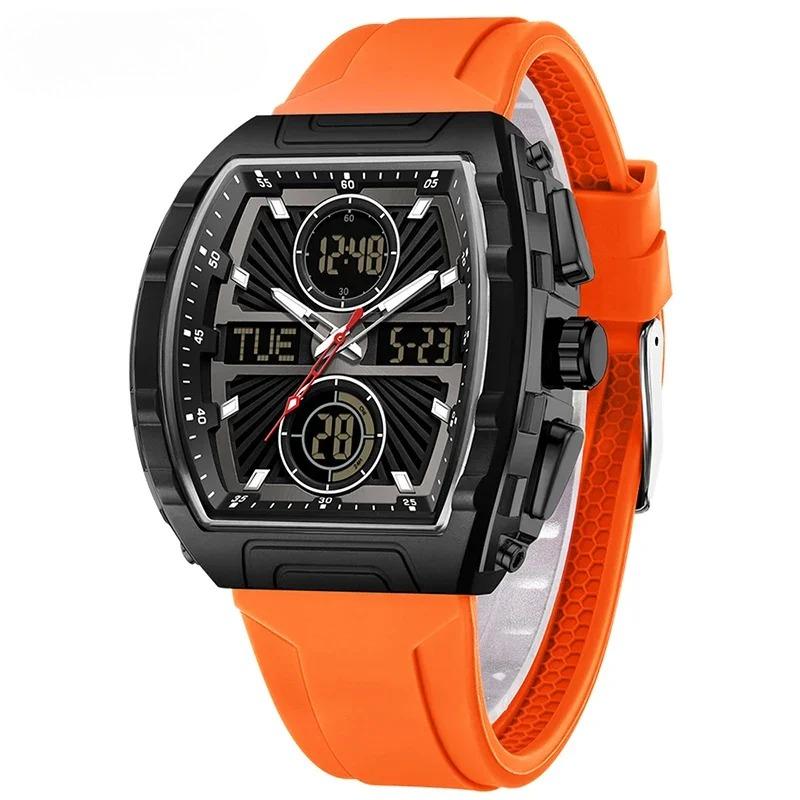 

Fashion Trend Men s Watch Large Dial Waterproof Alarm Clock Silicone Electronic Watches Digital Multifunctional Men Watch помаранчевий