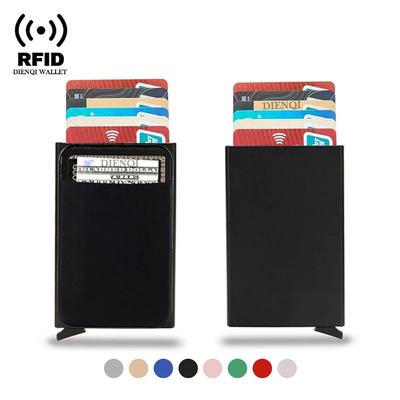 DIENQI Porta-Cartões de Crédito Rfid Carteira Inteligente Minimalista de Alumínio Metal Carteira Fina Porta-Cartões Pop-up Carteiras para Homens Estojo para Cartão de Crédito