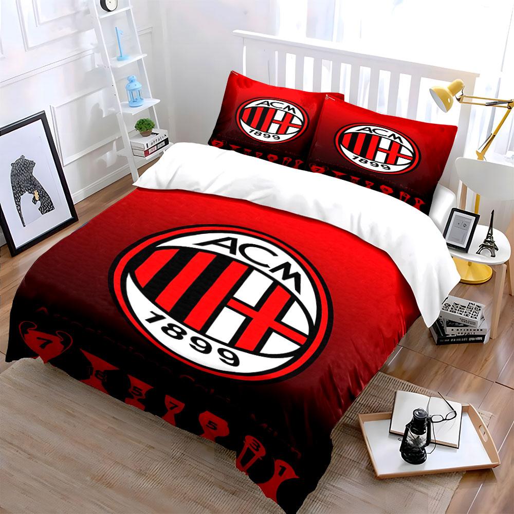 Red and Black ACM Logo Design Bedding Duvet Cover Set Duvet Cover Pillowcases (1*Duvet Cover 2*Pillowcases, Without Duvet Insert)