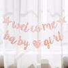 Welcome Baby Banner Glitter Paper Gender Reveal Party Decoration Hanging Flag Baby Shower Birthday Party Supply