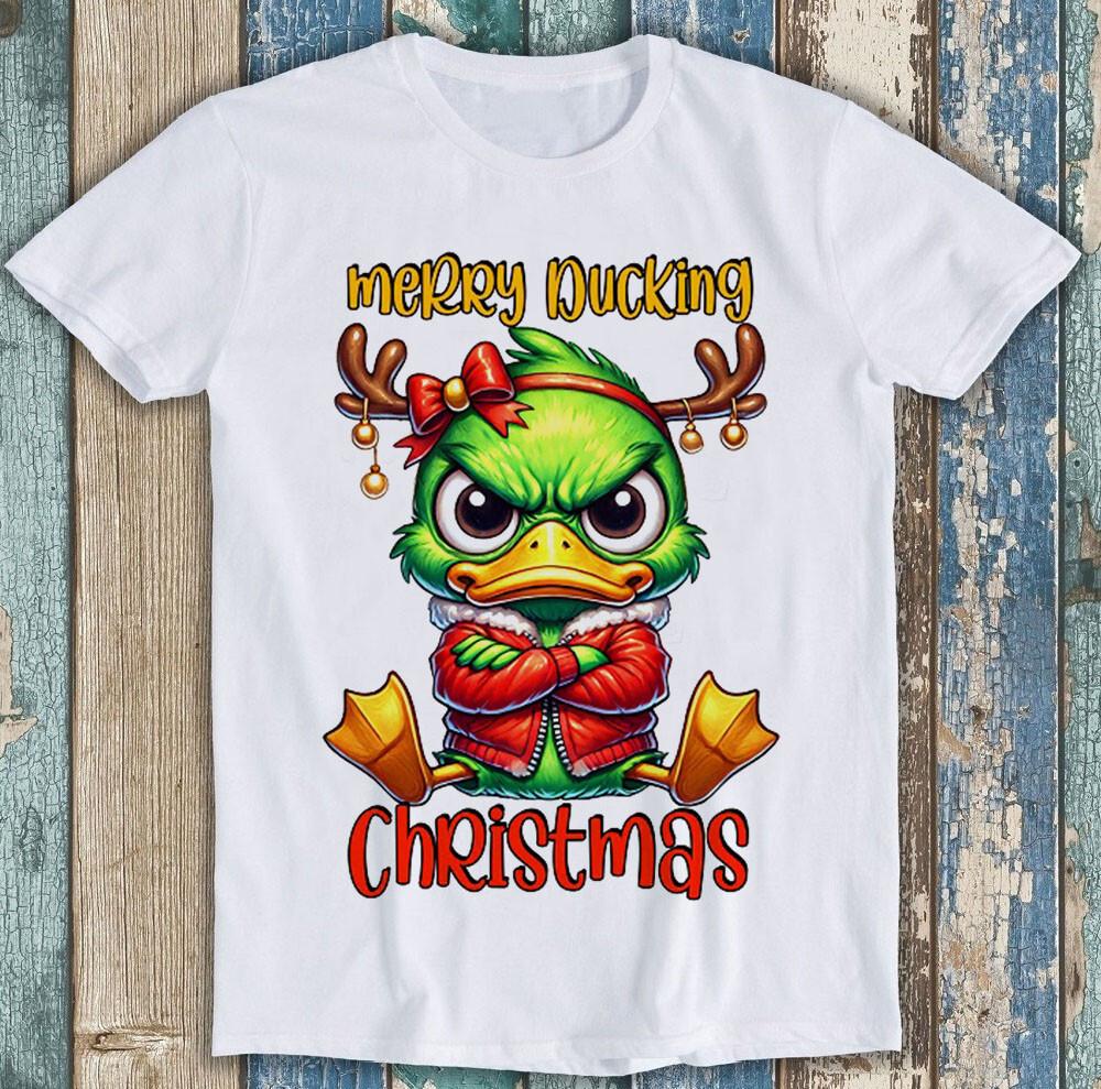 

Merry Ducking Christmas Duck Saying Meme Funny Gift Tee T Shirt 1800 XL