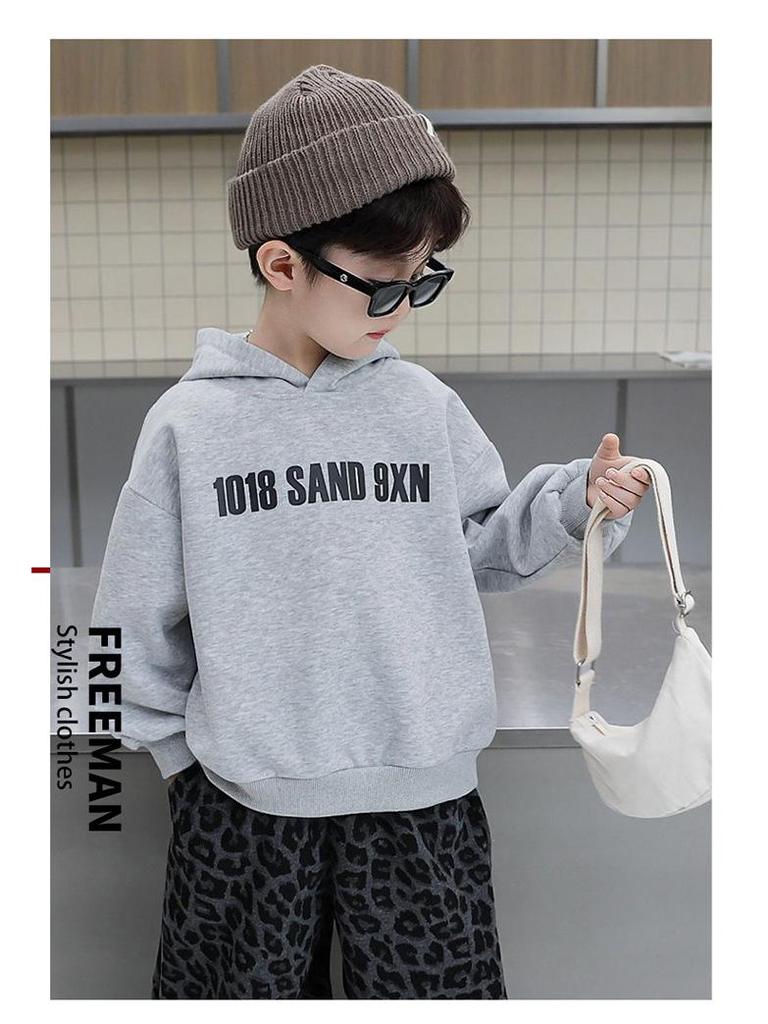 Chłopięcy jesienny trzyczęściowy zestaw streetwearowy w stylu koreańskim: bluza z kapturem i skórzana kamizelka