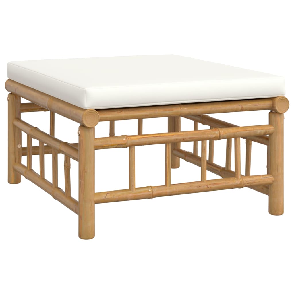 Vidaxl 6-Cz. Gartenmöbel-Set, Cremefarbene Kissen, Bambus