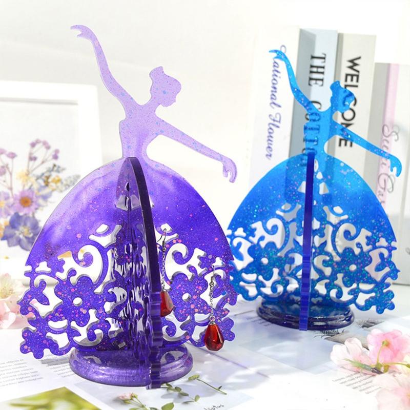 Crystal Epoxy Mold Stereo  Dancing Girl Jewelry Holder Mold Ornaments Silicone Mold for  Jewelry Making