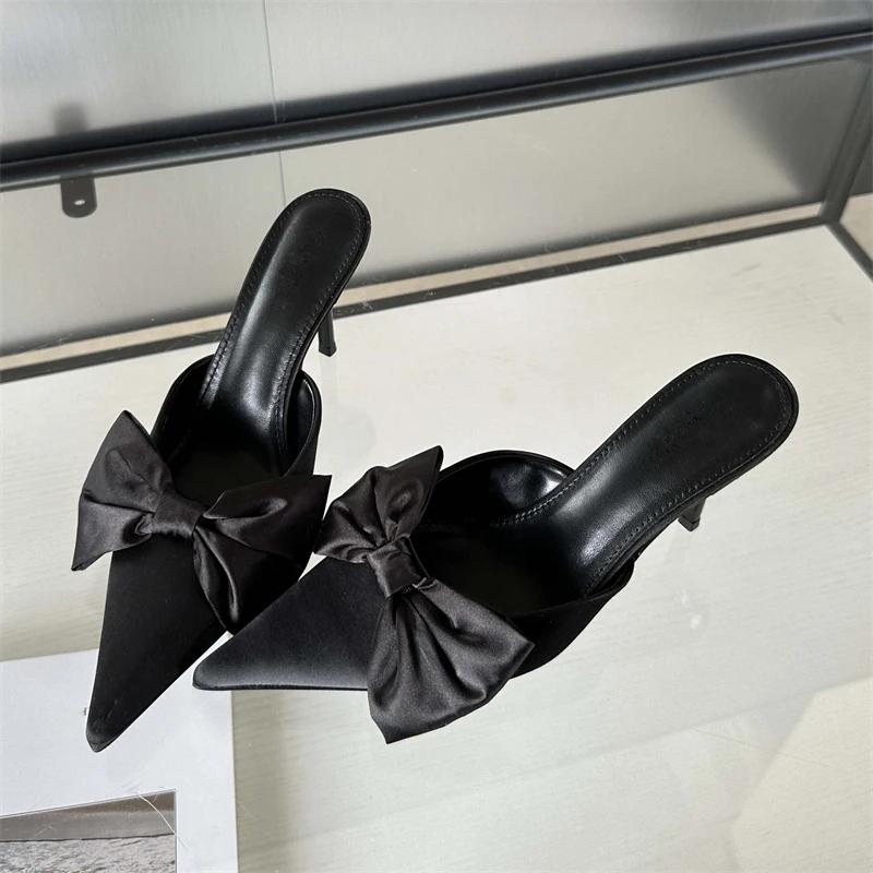 

Fashion Eilyken Spring Butterfly-knot Women Slippers Sandals Pointed Toe High Heel Pumps Ladies Stripper Mules Shoe Zapatillas Mujer 35