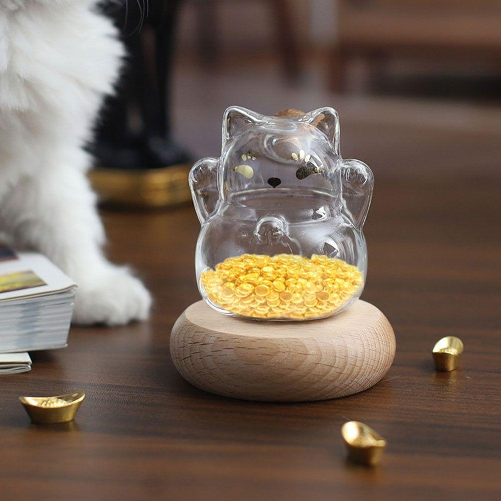 New Lucky Cat Cat Piggy Bank Portable Transparent Gold Melon Seeds Storage Bottles High Borosilicate Wishing Bottle