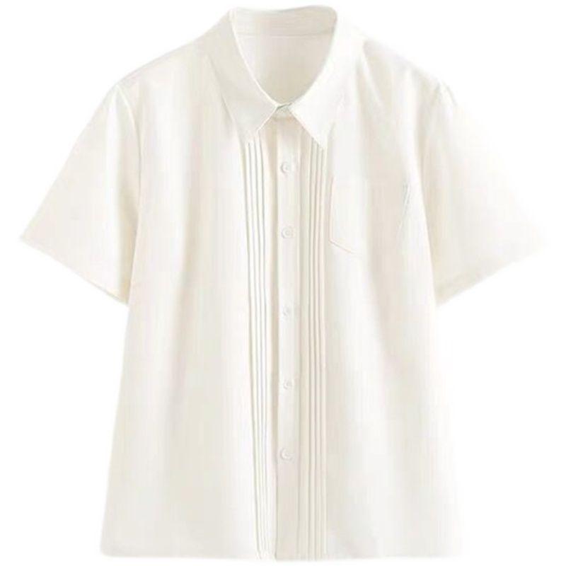 

Плиссированная рубашка JK: Женский топ в японском студенческом стиле, молочно-белый M