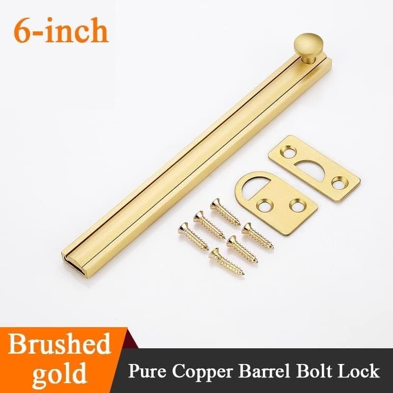 Sliding Lockfor Portable Door Lock, Brushed Finish Sliding Bolt Lock, Solid Cast Brass Barrel Bolt for Cabinets, Fences, Slide Door Lock ?with 6