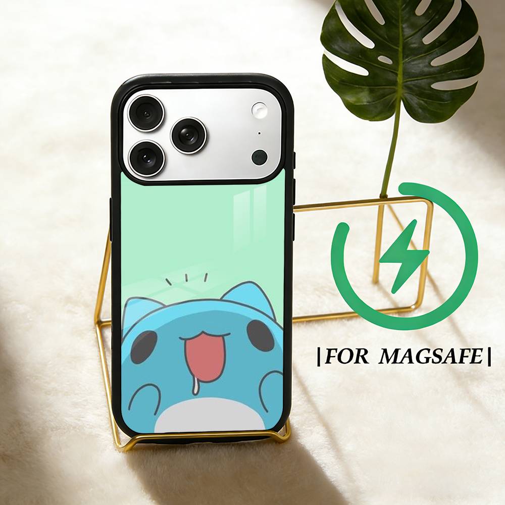 Cute B-Bugcat Capoo  Phone Case For iPhone 17 16 15 14 13 12  Pro Max Plus for Magsafe Mirror Wireless Magnetic Cover