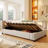 Daybed 90x200 Sofa Bed Hydraulic Storage 7-color LED USB+Type-C Bed Frame Slatted Frame Linen Beige (without Mattress) Bedroom/Living Room
