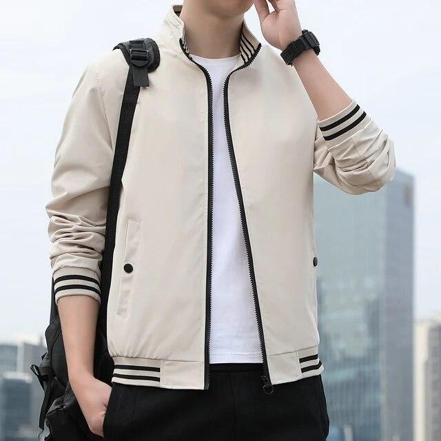 Spring and Autumn Jackets for Men Long Sleeve Regular Coats Men Jacket Solid Daily Casual Bomber Jacket