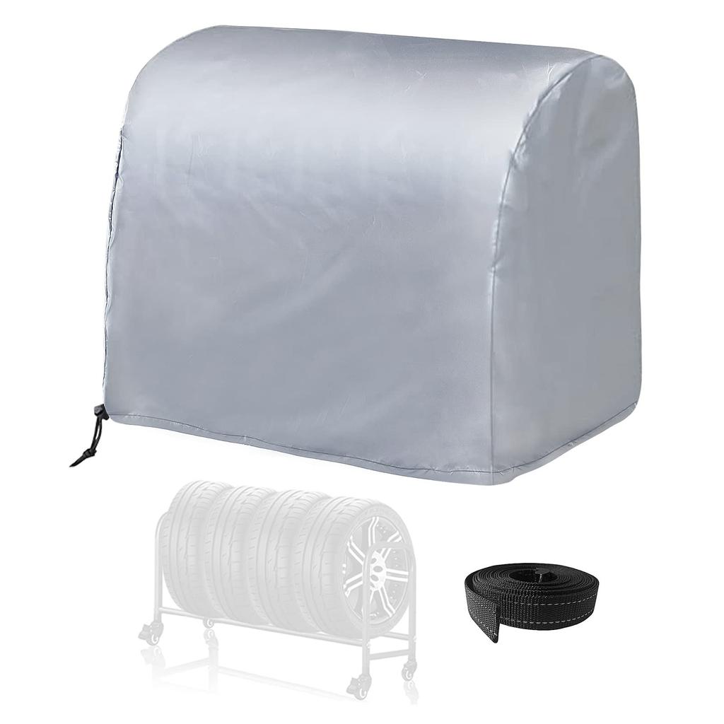 ZATOOTO Tire Rack Cover, Outdoor Wide Storage, 420D, Horizontal, Thick, Waterproof, for 4 Tires, SUV, UV Protection, Storage Cover, Prevents Deteriora