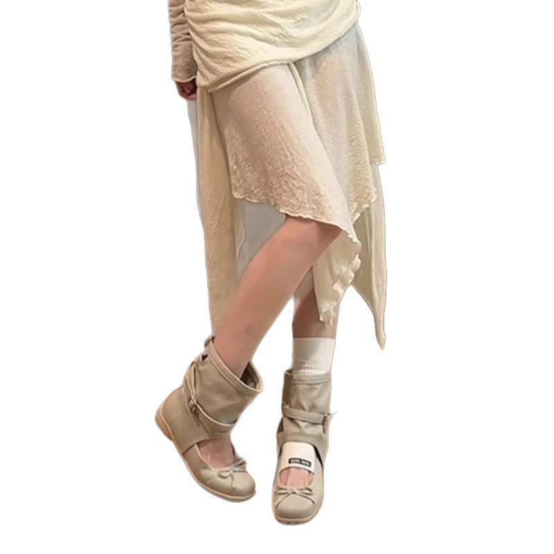 Ballett coole Stiefel Damen 2025 neu Sommer atmungsaktiv Innenhöhe Erhöhung Mary Jane Einzelschuhe lässige vielseitige kurze Stiefel