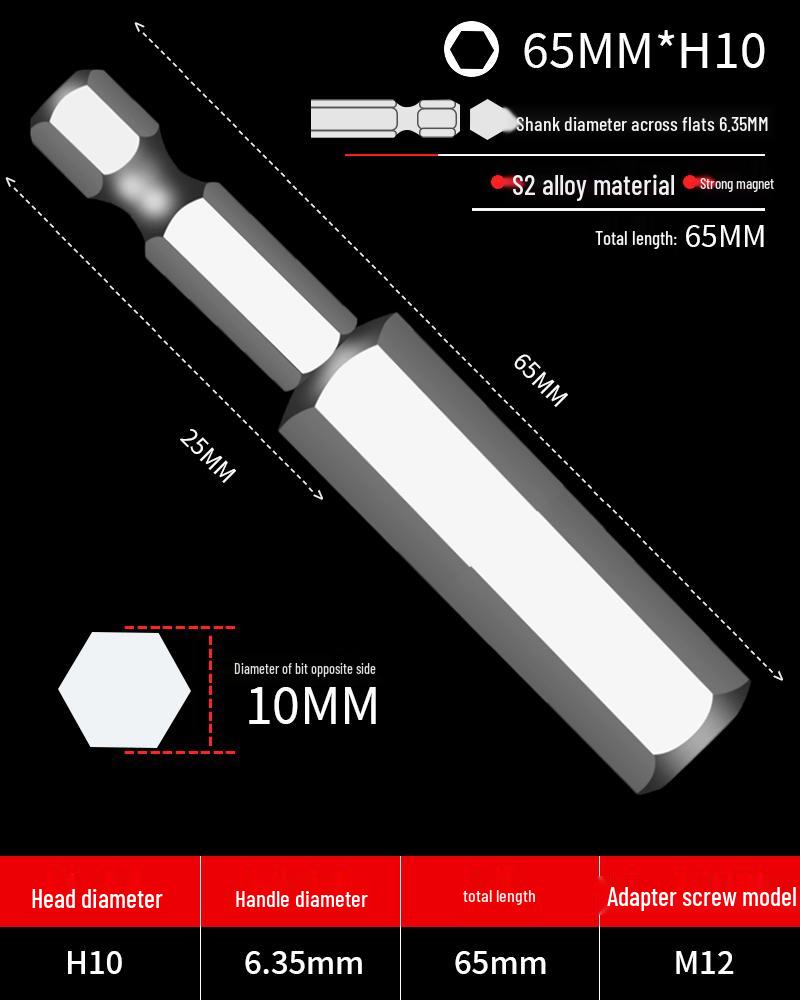 Hexagonal Driver Bit Extension for Screwdriver and Drill