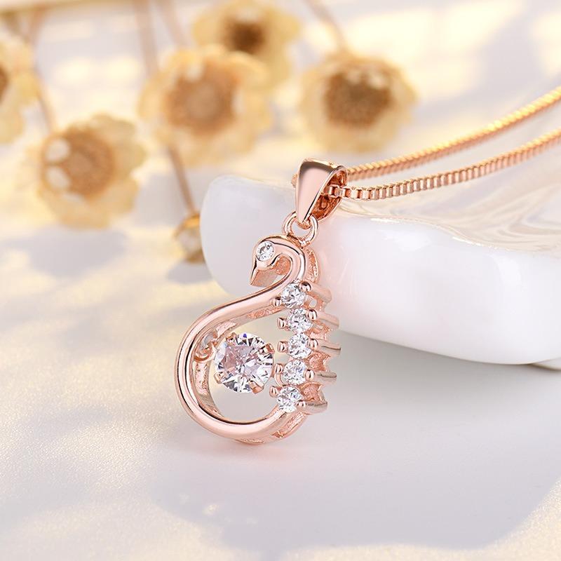 Schwan Halskette Schlagendes Herz Schlüsselbeinkette Leichter Luxus Hohl Schmuck