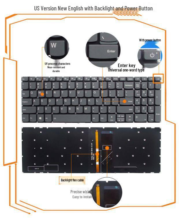 Compatible Keyboard for Lenovo 320-15IKB, 17IKB/ISK, 720S-15IBK, 320S-15IBR, 340C-15