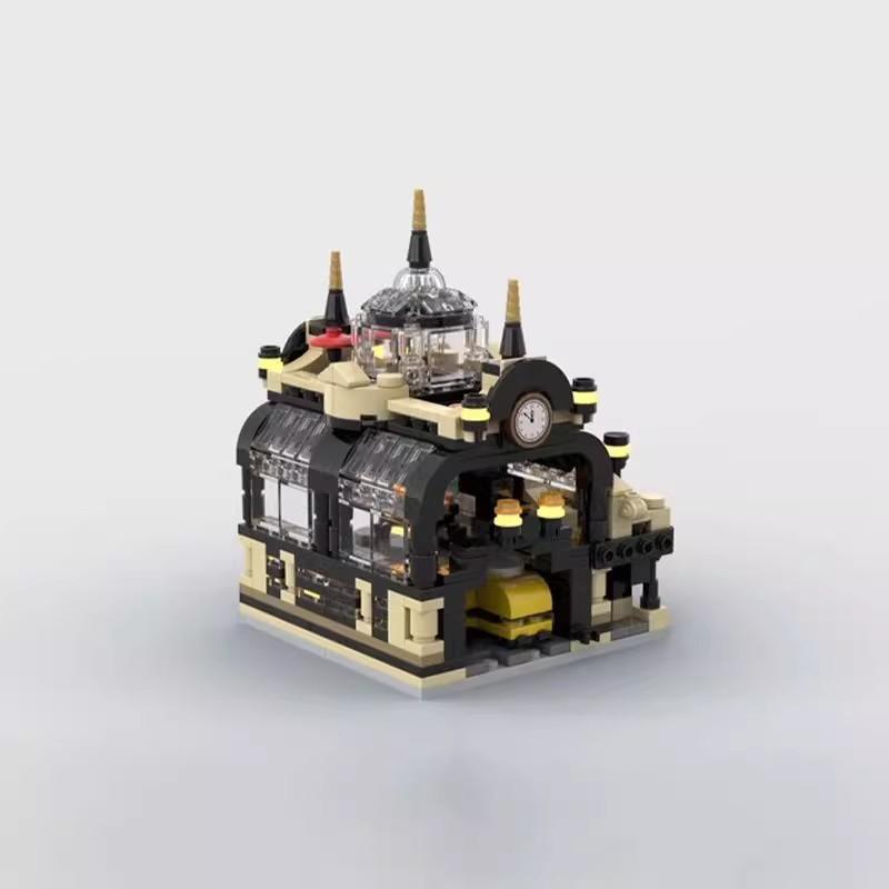 Building Block Compatible 145087 Stagate Train Station Mini Building Street View Creative Model Building Block
