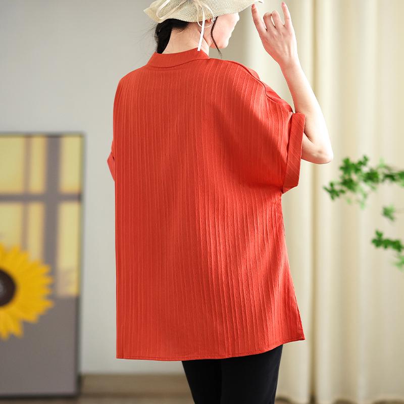 DIMANAF 2025 Summer Plus Size Short Sleeve T-Shirt V-Neck Women Solid Loose Basic Tops Tees Maxi