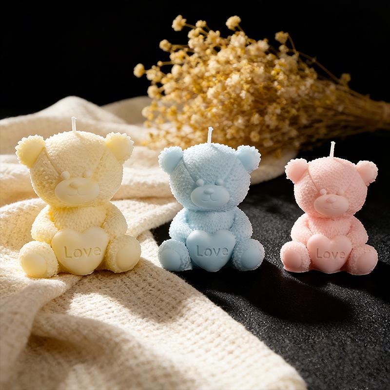 Plüschtexturform Herz Teddybär Kerzenform Bärenkerzenform Flexibel Für DIY-Bastelarbeiten Kerzenherstellung Gipsbasteln