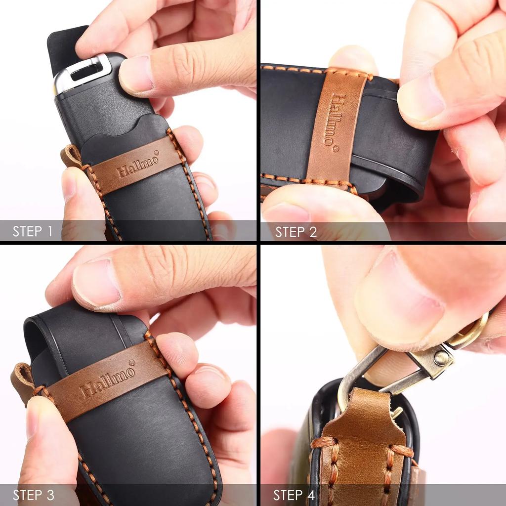 5/6/7/8 Bottons Genuine Leather Auto Key Fob Cover Case Key Ring Fit For Kia Carens Picanto Gt Line Carnival K8 Rio Telluride Auto Accessories