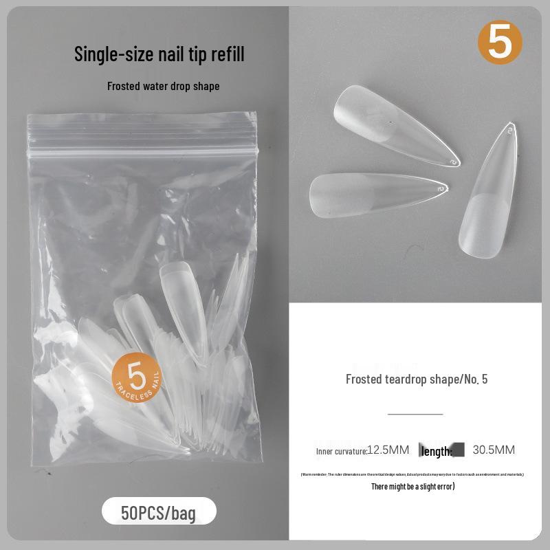 

Frosted Seamless Refill Set: Single Number, Half-Cover Nail Tips for Extension, Dual-Use, No-Filing, Trapezoidal Shape.