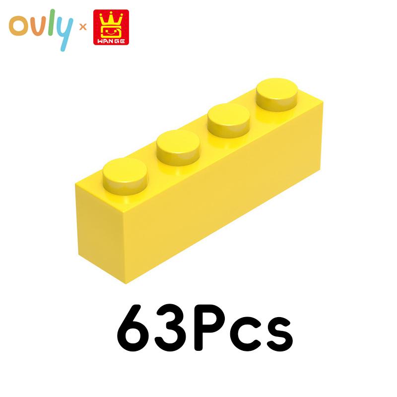 WANGE 4*1 Byggklossar 63 st Nr 3010 Små Kompatibla Klossar 4-Håls Höga Element Tillbehör MOC DIY Lös Vikt Barnleksak