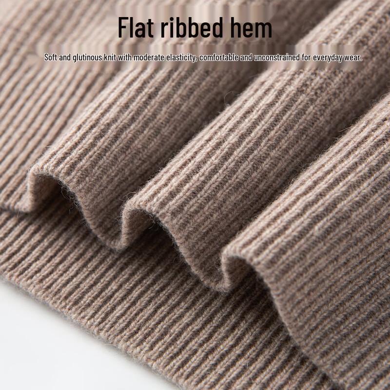 Hongdou Men's 100% Wool Half-High Collar Pullover Sweater