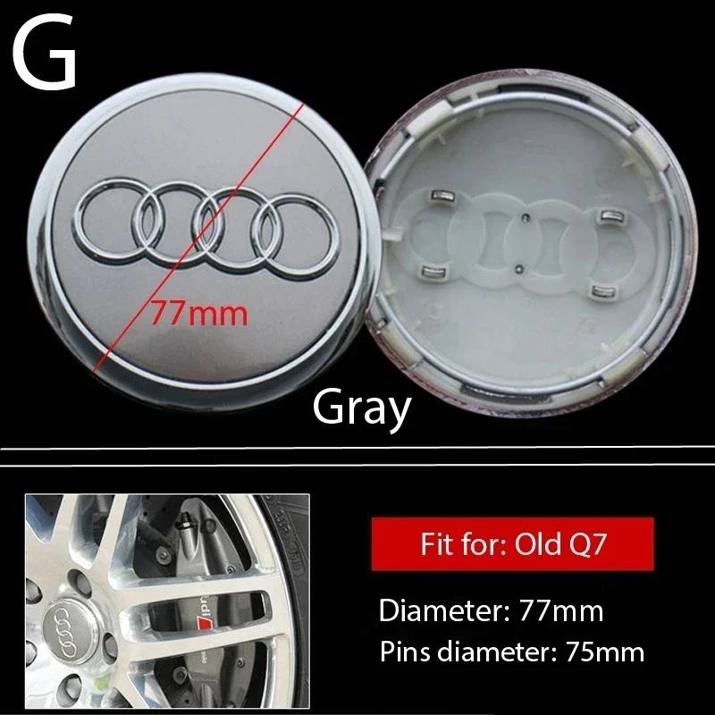 4Pcs 77mm Car Wheel Center Hub Cap 4L0601170 For  Audi A3 A5 A4 A6 A7 Q3 Q5 Q7 Rim Cover Emblem Stickers Hubcaps Auto Accessories