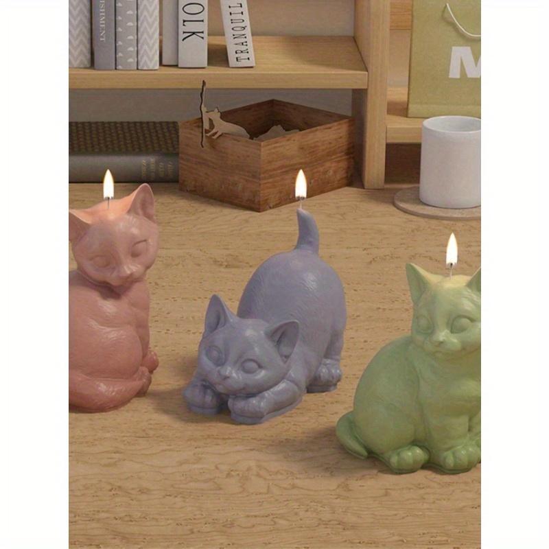 1PC Animal Cat Silicone Mold For Aromatherapy Plaster And Candle Making - Cute Kitten Design Wax Molding Material, Craft Mold For Decor