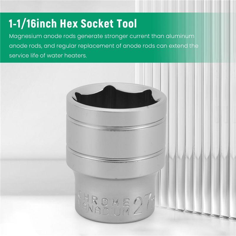 Durable-RV Water Heater Magnesium- Flexible Anode Rod 3/4 NPT Threaded Belt Hex Sleeve Tool Water Heater Anode Magnesium- Rod