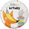 Fox Foil Balloon with Cake (Happy Birthday), 18"