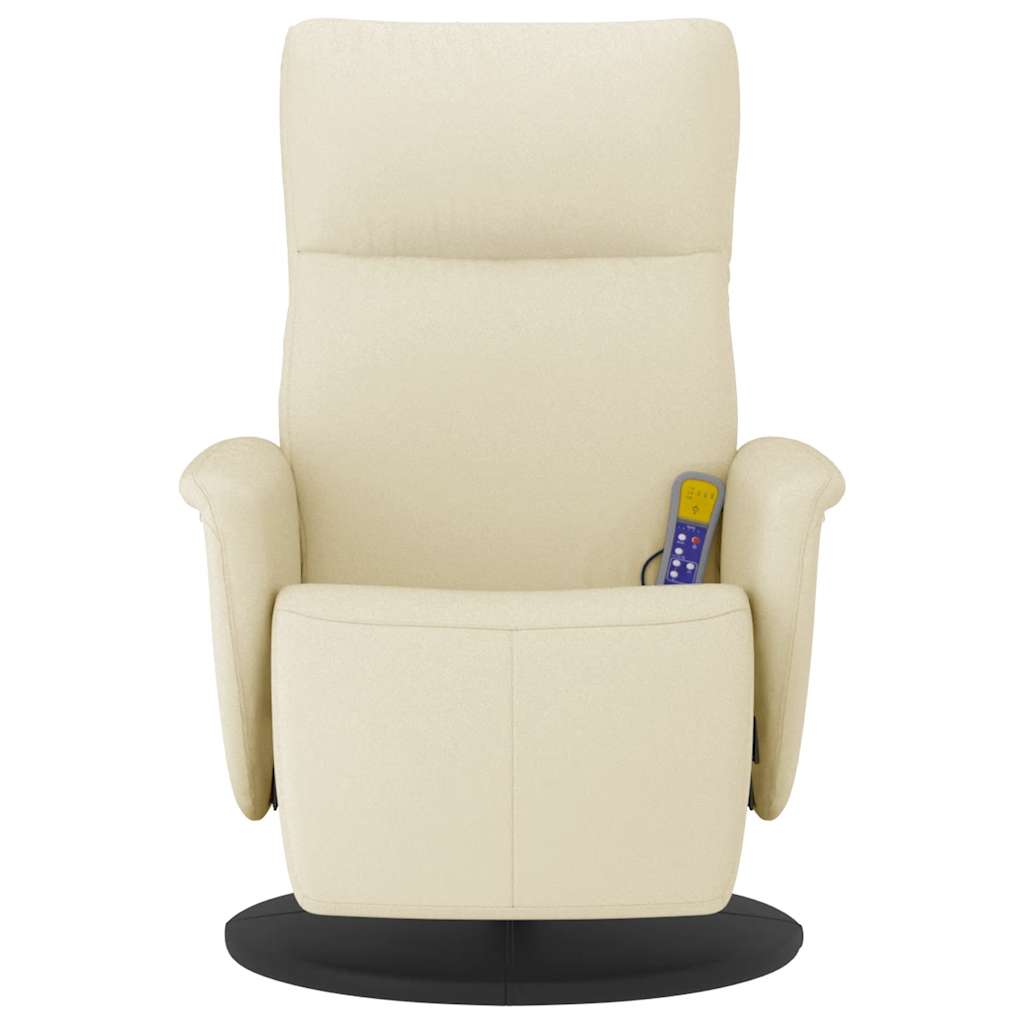 Massage Chair with Footrest Cream Faux Leather