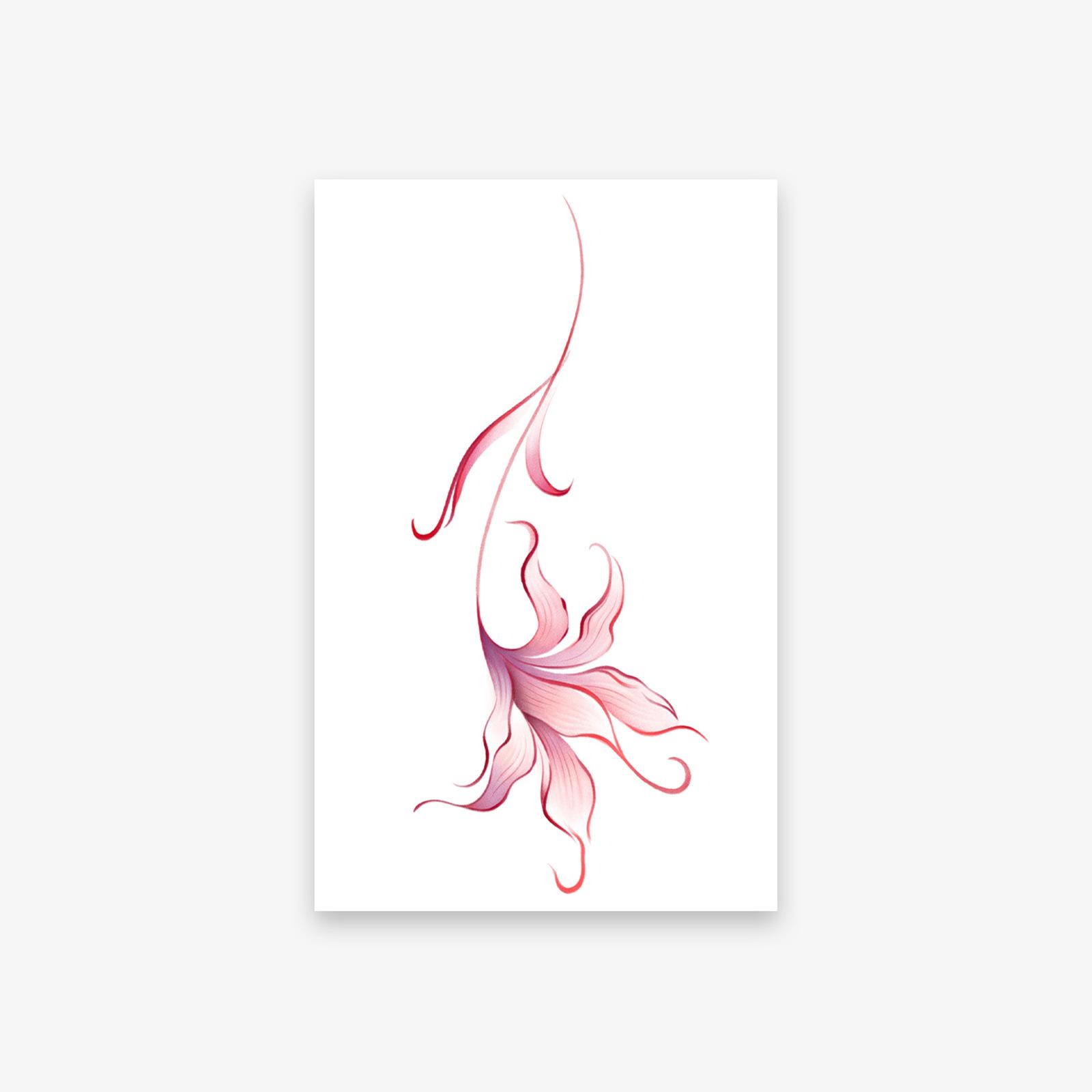 Tattoo Sticker Retro Arm Red Flower Premium Sense Personality Simple Tattoo Sticker 12*19