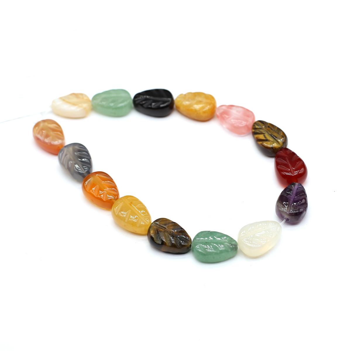 

15 шт./нитка, бусины из натурального камня, модные цветные бусины из драгоценных камней в форме листа для самостоятельного изготовления женских ожерелий, аксессуаров или украшений, рождественских поделок 15Pcs/String-22.5cm разноцветный