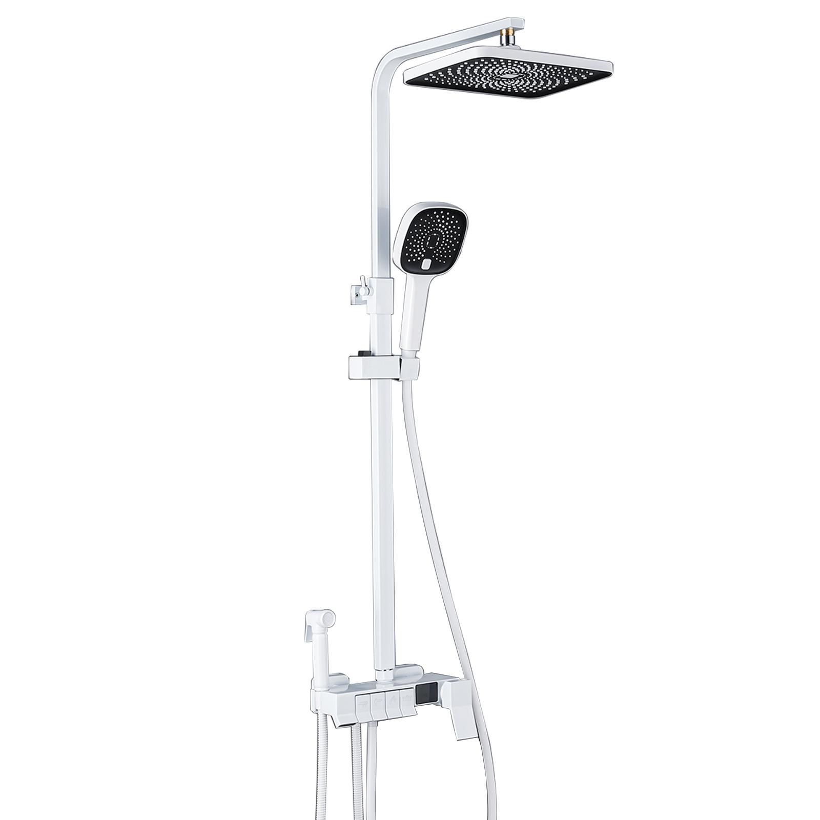 

Белый ключ от пианино, душевые наборы, роскошная душевая система высокого давления с дождевой душевой системой, светодиодный цифровой смеситель, полный комплект аксессуаров для душа