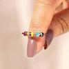 Color Beads Anxiety Ring Relieve Stress Adjustable Open Colorful Rotate Beads Ring for Women Men