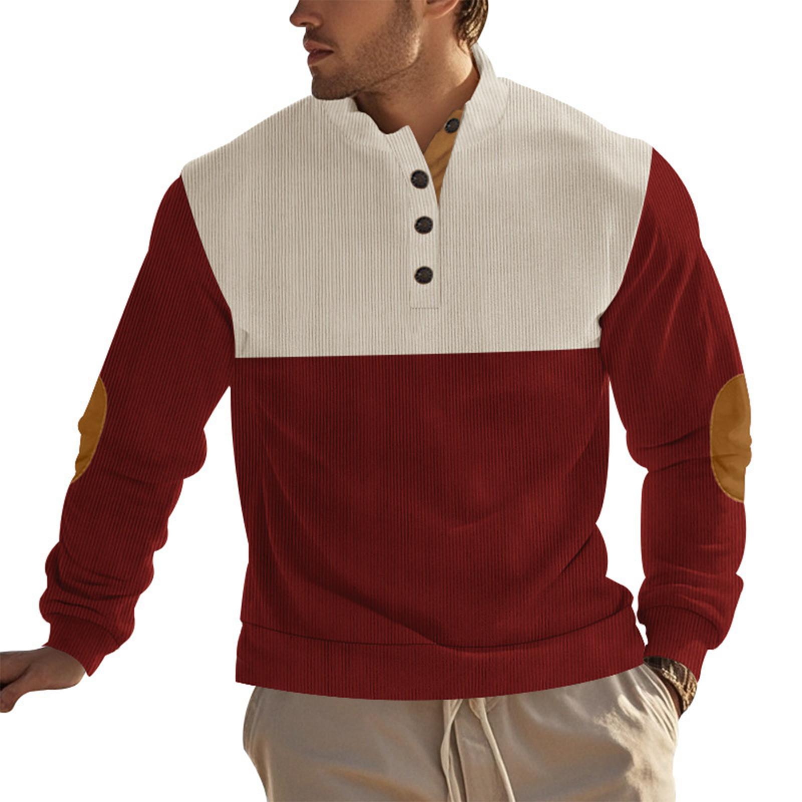 Men s Standing Collar Sweatshirt Is Outdoor Casual Sweaters Tops S винный