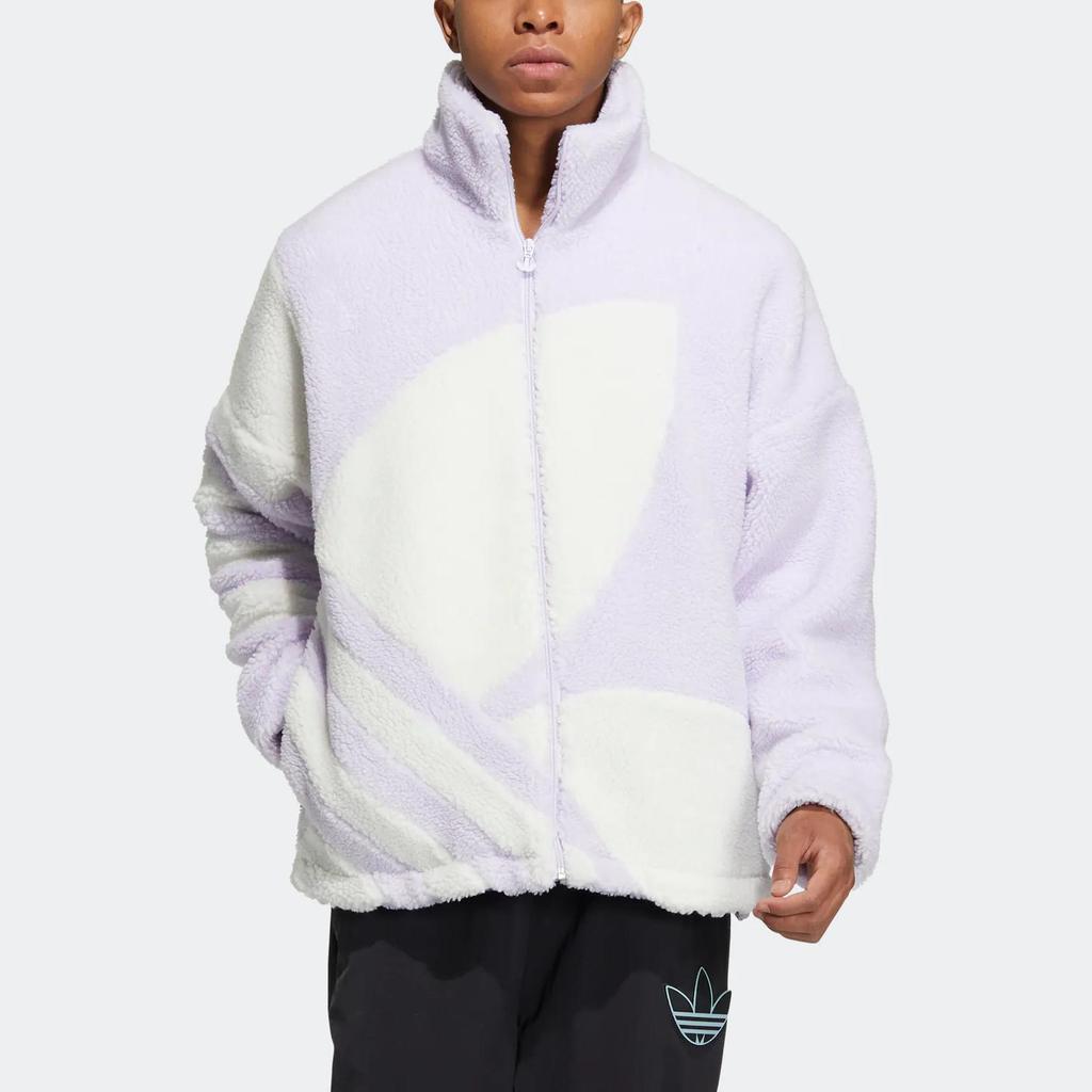 adidas Originals Trefoil Großes Logo Fleece Dicke Freizeitjacke Unisex Jacken Lila HR3488
