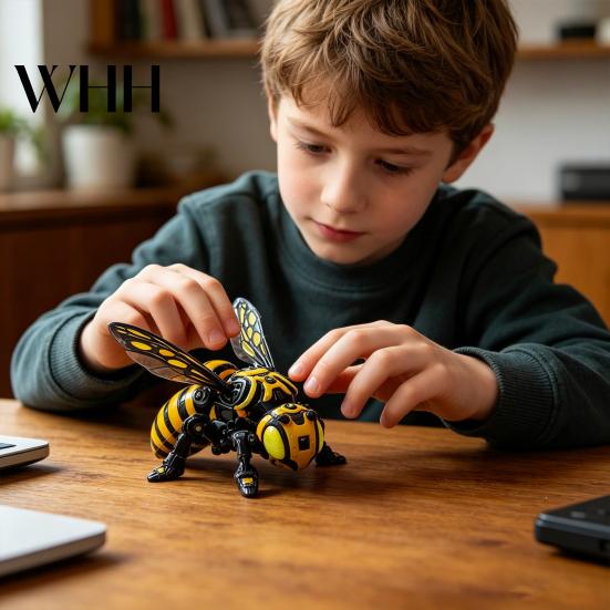 Stress Relief Bee Figurine 3D Printed Cyberpunk Figurine, Movable Joints Mechanical Hornet Ornament, Articulated Wasp Ornament Fidget Toy, Insect Desk