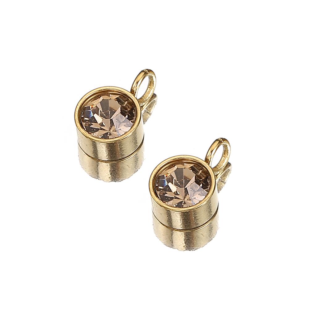 10pcs Stainless Steel Birthstones 6mm Zircon Charms Pendants Rhinestone Crystal Beads for Necklace Bracelet Jewelry Making DIY