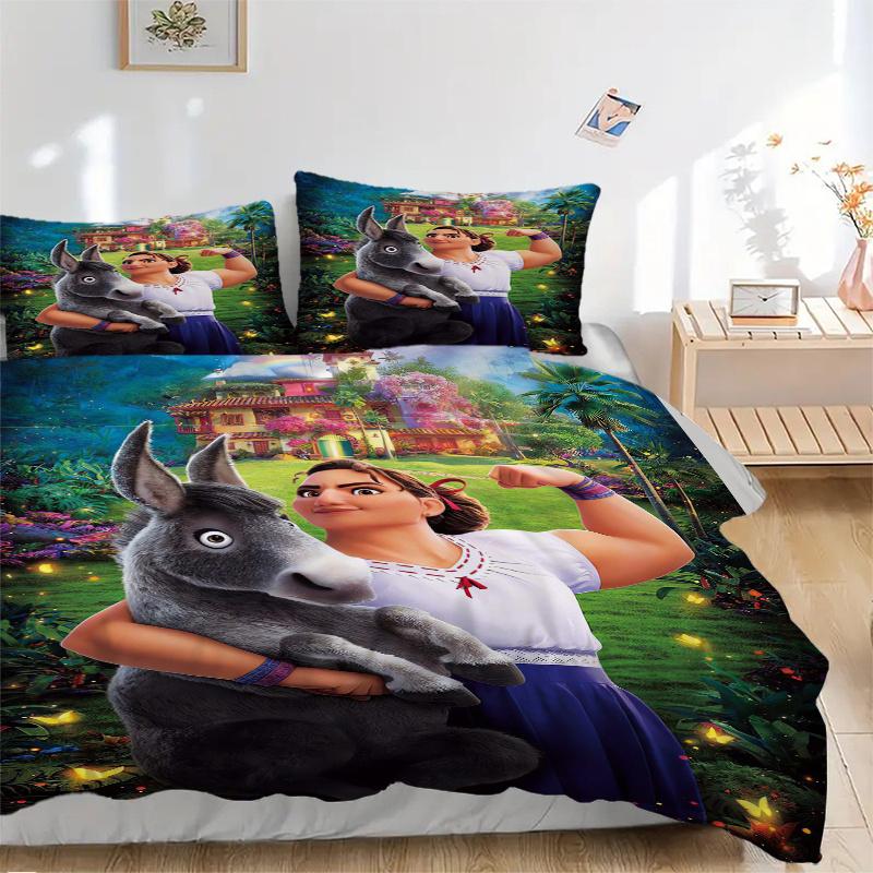 

3pcs Encanto Luisa Madrigal & Donkey Bedding Set - Includes 1 Quilt Cover and 2 Pillowcases, Comfortable Bedding with Stylish Design for Bedroom, 135x200cm