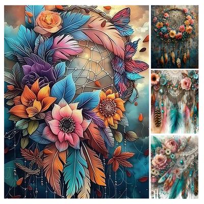 Diamond Painting Neue Kollektion 2024 Bunte Federblumen DIY Voll Quadratische Runde Bohrer Strass Stickerei Mosaik Kreuzstich Sets