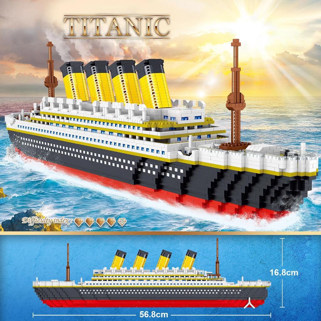 Kreatywny Model Statku Titanic z Klocków Budowlanych Cegiełki Zabawka Statek Rejsowy DIY Zabawki Edukacyjne na Prezenty Świąteczne