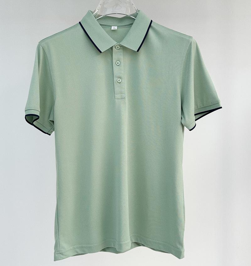 In-Stock Custom Ice Silk Polo Shirt: Short-Sleeved, Turn-Down Collar with Trendy Brand Embroidery and Your Unique Design.