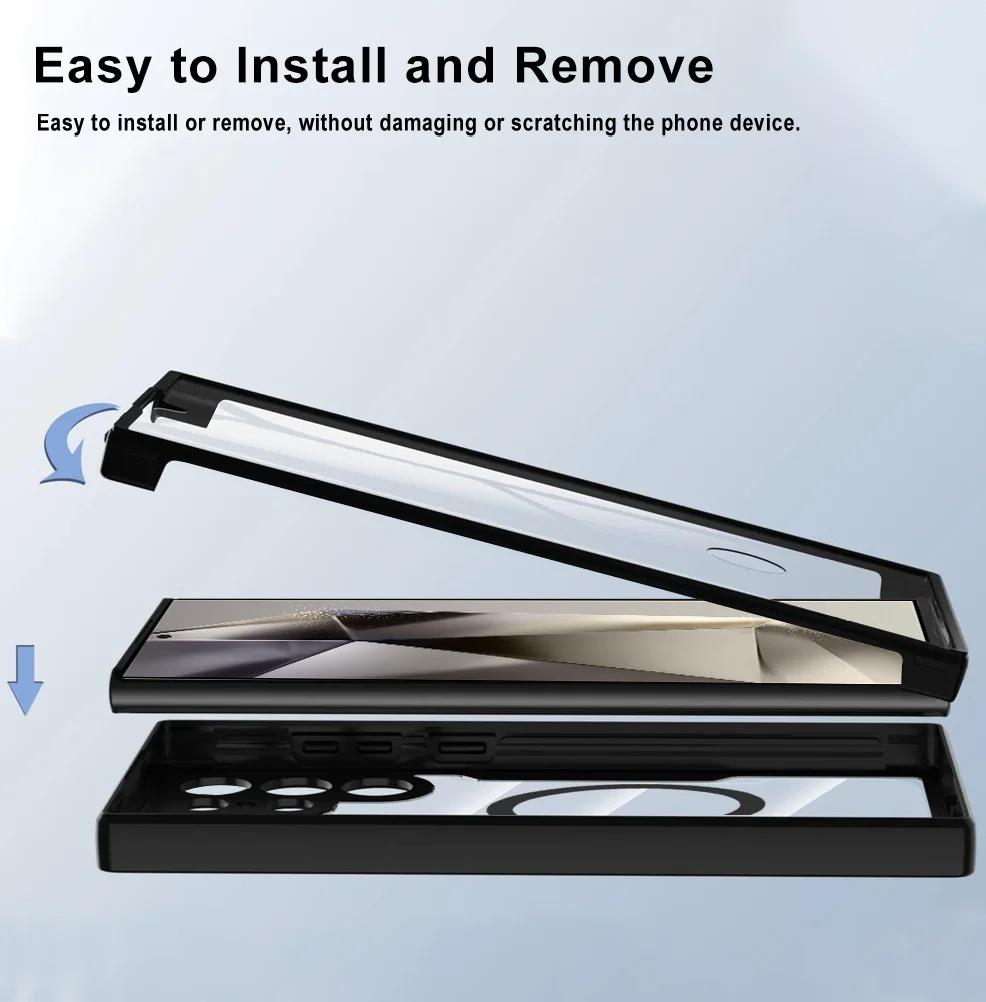 360° Fully Protected Double-sided Case For Samsung S25 Ultra S22 S23 S21 S24 Plus Magnetic Cover For Magsafe Wireless Charging